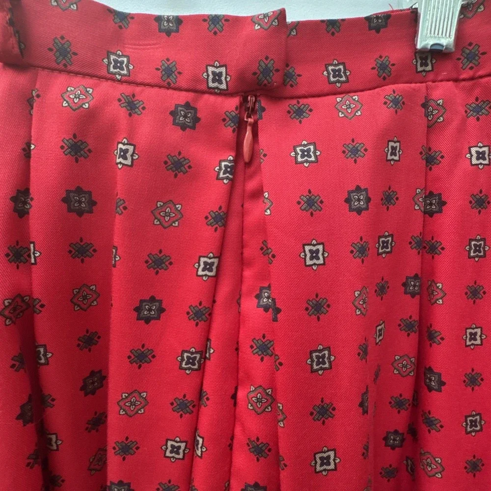 David Brooks Skirt Pleated Midi Red Women's 10/12 Pockets Belt Loops USA 80s VTG